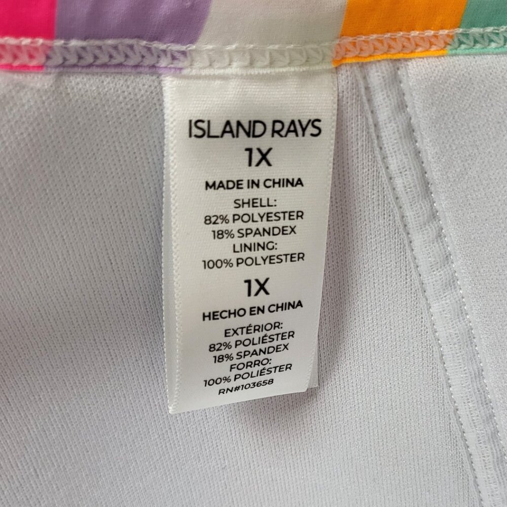 Island Ray colorful white and bright stripes bikini top never worn size 1X - Picture 4 of 4